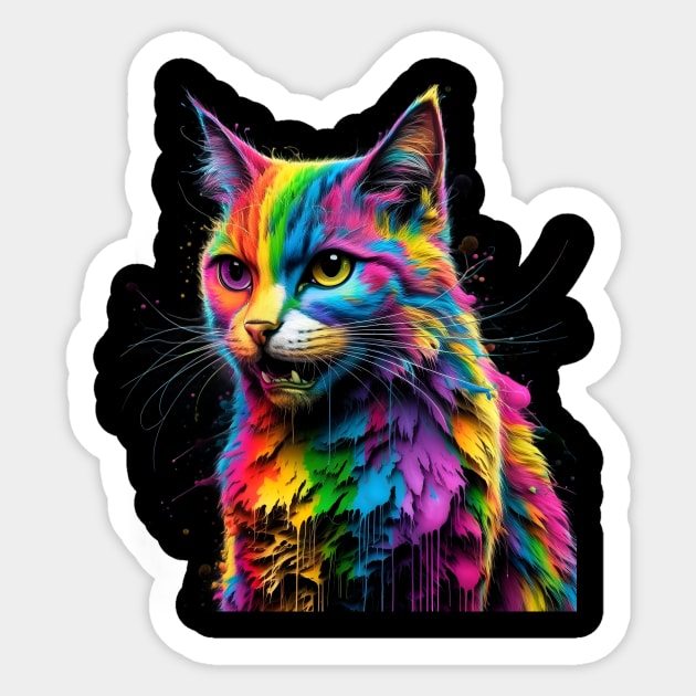 Colorful Cat's Portrait Sticker by animegirlnft